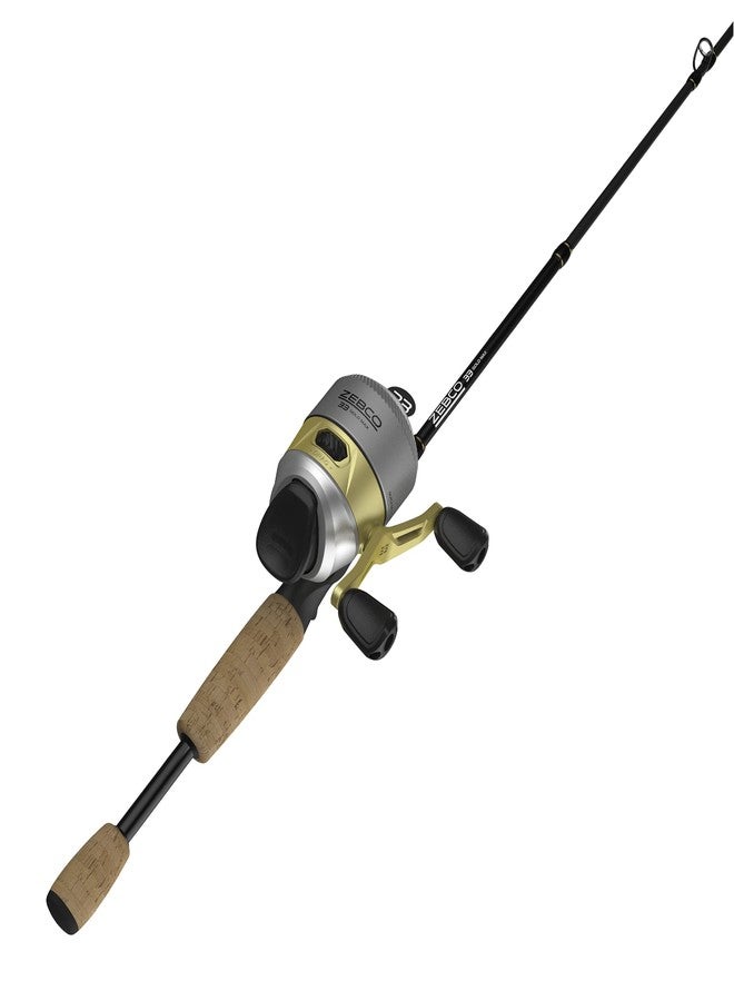 Zebco 33 Gold Spincast Reel and 2-Piece Fishing Rod Combo, Fiberglass Rod with Comfortable Split-Grip Cork Handle, Instant Anti-Reverse Fishing Reel 60 - Image 1