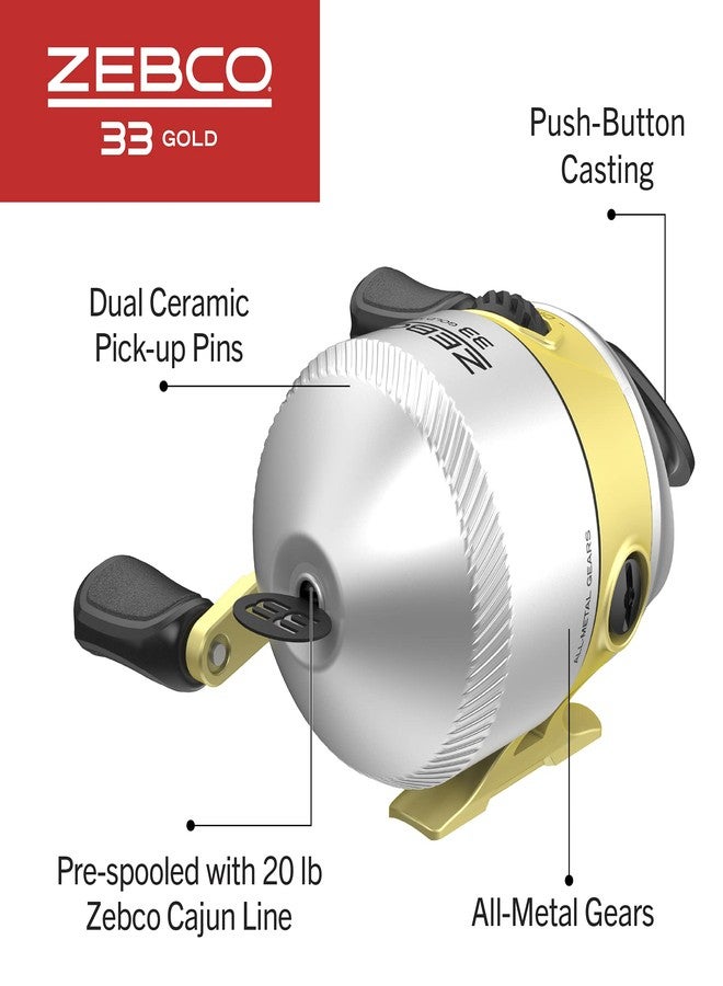 Zebco 33 Gold Spincast Reel and 2-Piece Fishing Rod Combo, Fiberglass Rod with Comfortable Split-Grip Cork Handle, Instant Anti-Reverse Fishing Reel 60 - Image 5