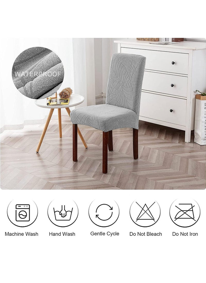 Uwals Waterproof Chair Covers for Dining Room, Stretch Jacquard Dining Chair Slipcovers, Removable Washable Chair Protector for Kitchen, Hotel, Restaurant, (6 PCS,Light-gray)  - Image 4