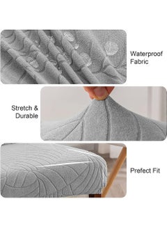Uwals Waterproof Chair Covers for Dining Room, Stretch Jacquard Dining Chair Slipcovers, Removable Washable Chair Protector for Kitchen, Hotel, Restaurant, (6 PCS,Light-gray)  - Image 3