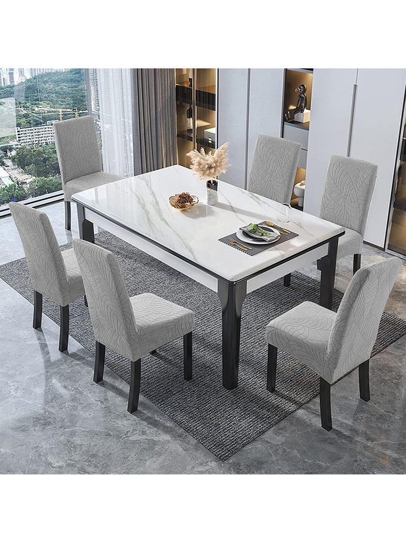 Uwals Waterproof Chair Covers for Dining Room, Stretch Jacquard Dining Chair Slipcovers, Removable Washable Chair Protector for Kitchen, Hotel, Restaurant, (6 PCS,Light-gray)  - Image 5