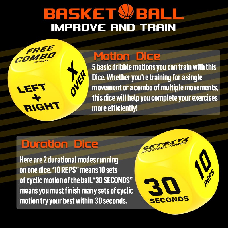 SETOXYX Basketball Dribble Skills Dice Set - Training Equipment - Basketball Gift for Boys.Dribble Skills Training for Beginner and Party Favors - Image 2