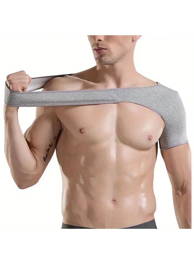 Adjustable Gray Shoulder Guard S Compression Support for Fitness Weightlifting - Image 1