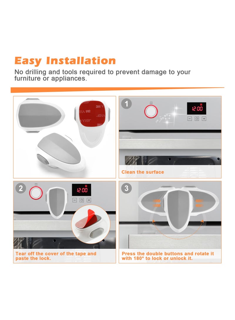 Oven Door Lock, Child Safety Oven Baby Proof Childproof Oven Front Lock Easy to Install and Use Heat-Resistant and Durable Material, with 3M Adhesive, No Screws or Drill for Toddlers(2 Pcs) - Image 5