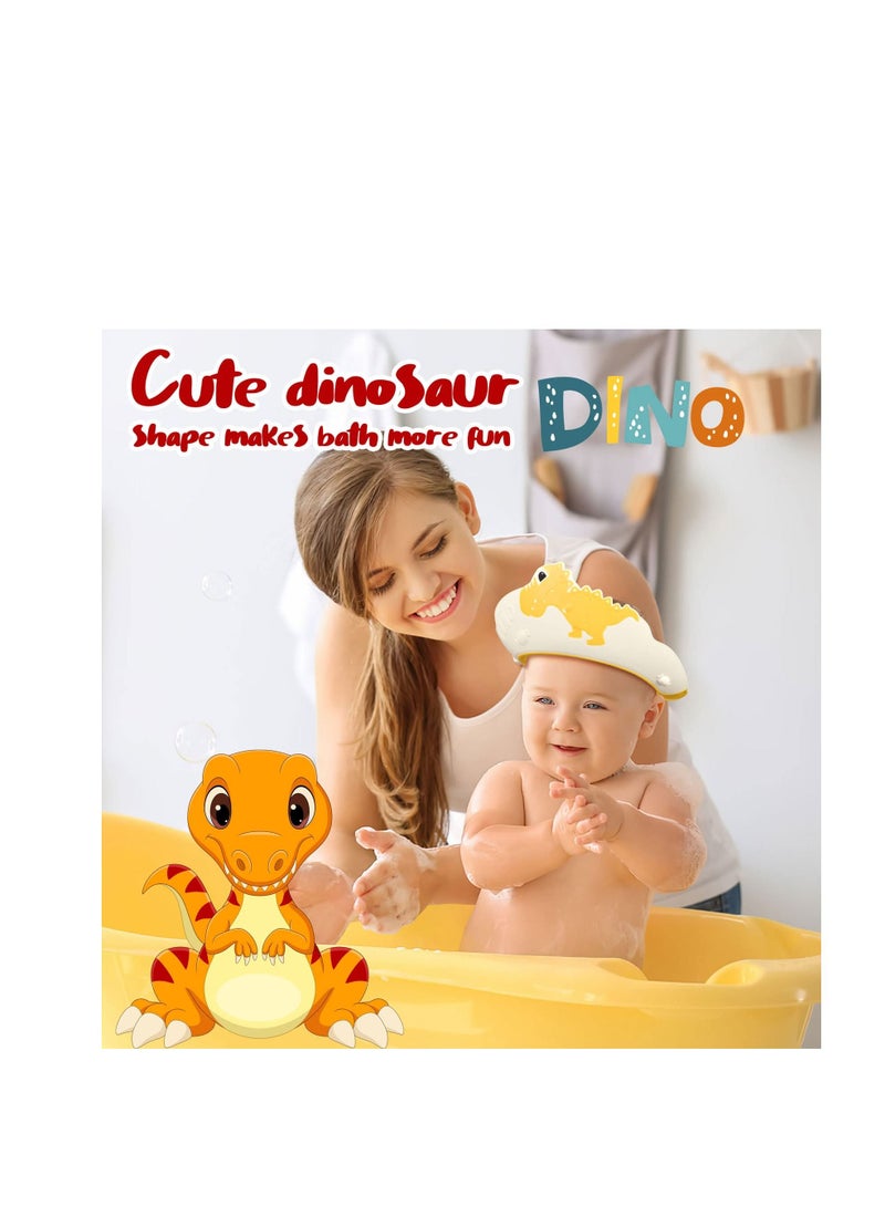 Baby Shower Cap, KASTWAVE for Kids Hair Washing Shield Toddler Bath hat Visor Shampoo Cap Head Protector Cute Dinosaur Shape Makes More Fun Blue (2 Pack) - Image 3