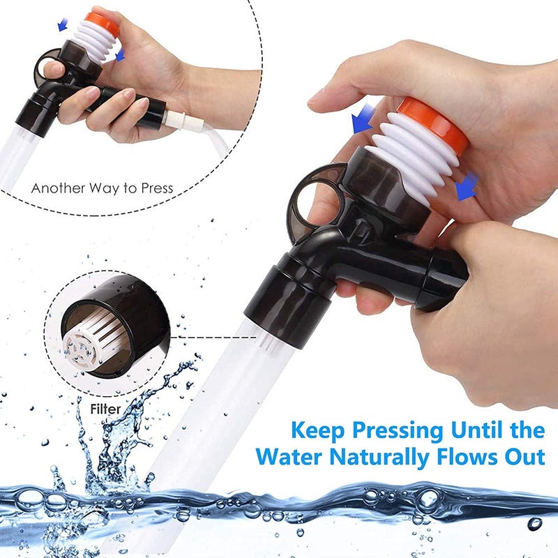 VAYINATO ® (Press Type QL-08G) 3 in 1 Aquarium Gravel Cleaner | Water Changer with Glass Algae Scrapper | Suitable for Aquarium Height 92CM by Petzlifeworld - Image 2