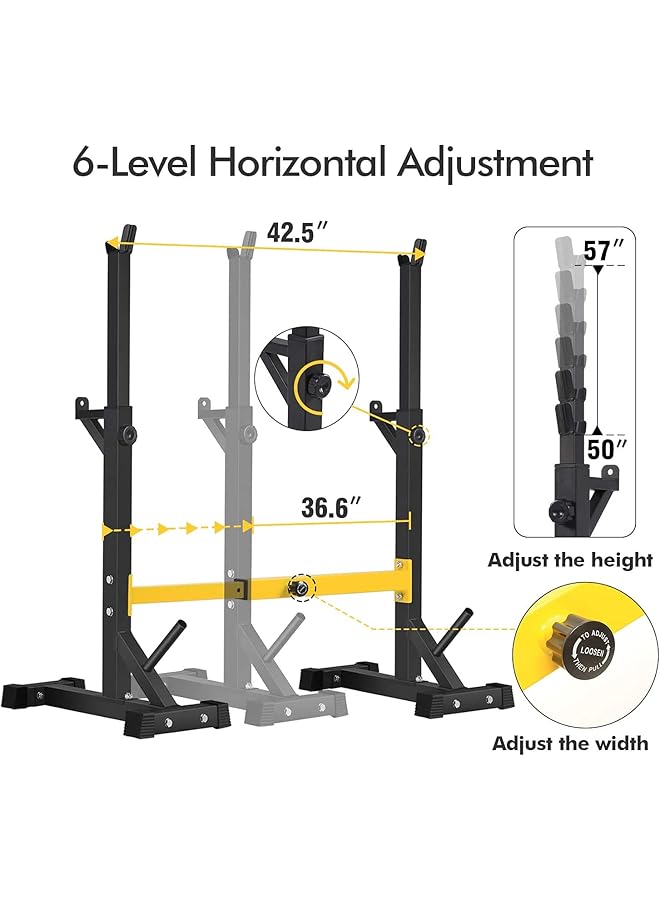 WAMBORY Adjustable Squat Rack Heavy Duty Barbell Rack Stand Multifunctional Weight Lifting Dumbbell Rack For Home Gym Strength Training Bench Press Rack With Max Load 550Lbs - Image 3