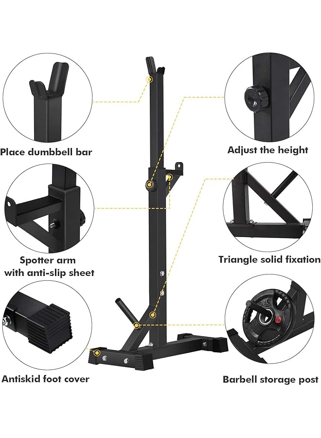 WAMBORY Adjustable Squat Rack Heavy Duty Barbell Rack Stand Multifunctional Weight Lifting Dumbbell Rack For Home Gym Strength Training Bench Press Rack With Max Load 550Lbs - Image 5