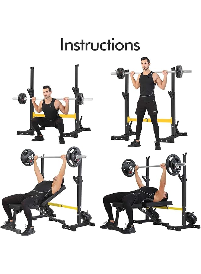 WAMBORY Adjustable Squat Rack Heavy Duty Barbell Rack Stand Multifunctional Weight Lifting Dumbbell Rack For Home Gym Strength Training Bench Press Rack With Max Load 550Lbs - Image 4