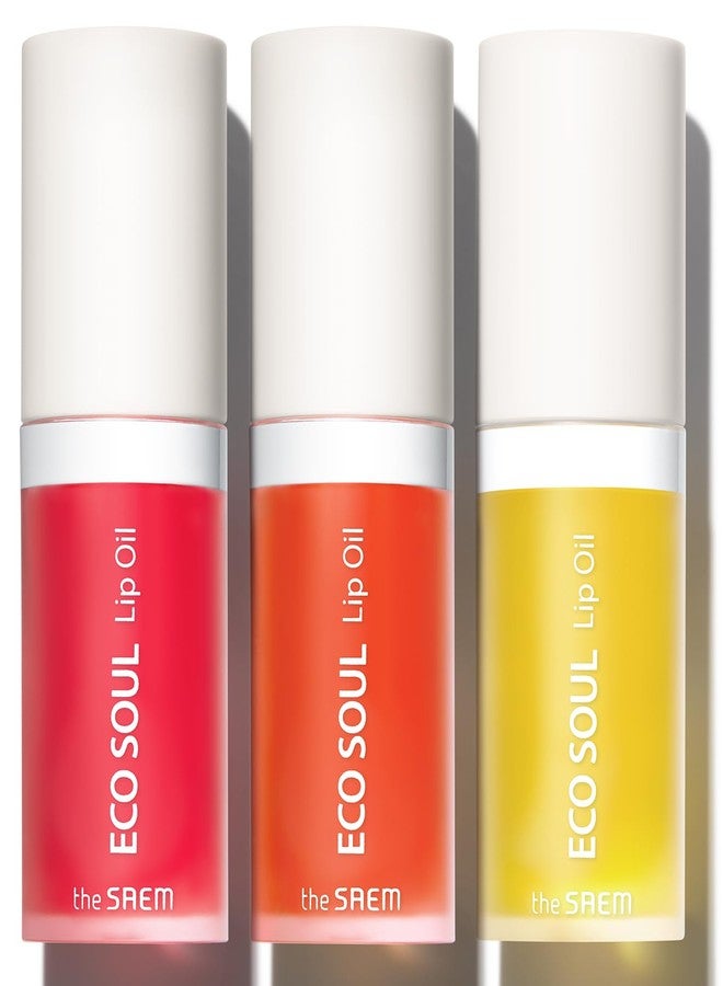 THESAEM Eco Soul Lip Oil 3 Combo Set (01 Honey + 02 Berry + 03 Grapefruit) - Plumping & Hydrating Lip Oil to Nourish & Moisturize Lips - Lips Soft & Glossy for Dry Lips, 0.21 fl.oz. - Image 1