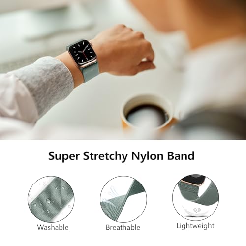 CCnutri Stretchy Solo Loop Compatible with Apple Watch Bands 38mm 40mm 41mm 42mm 44mm 45mm 46mm 49mm, Splash-Proof Nylon Sport Strap Women Men for iWatch Series 11 10 9 8 7 6 5 4 3 SE/Ultra 3 2, 4 Pack - Image 2