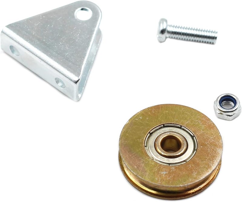 Chiloskit 1.5" Bearing Wheel Wire Rope Pulley Block Bearings Bearing Wire Rope Guide Wheel for Lifting with Triangular Bracket L Bracket, 300LB (Bracket/U) - Image 4
