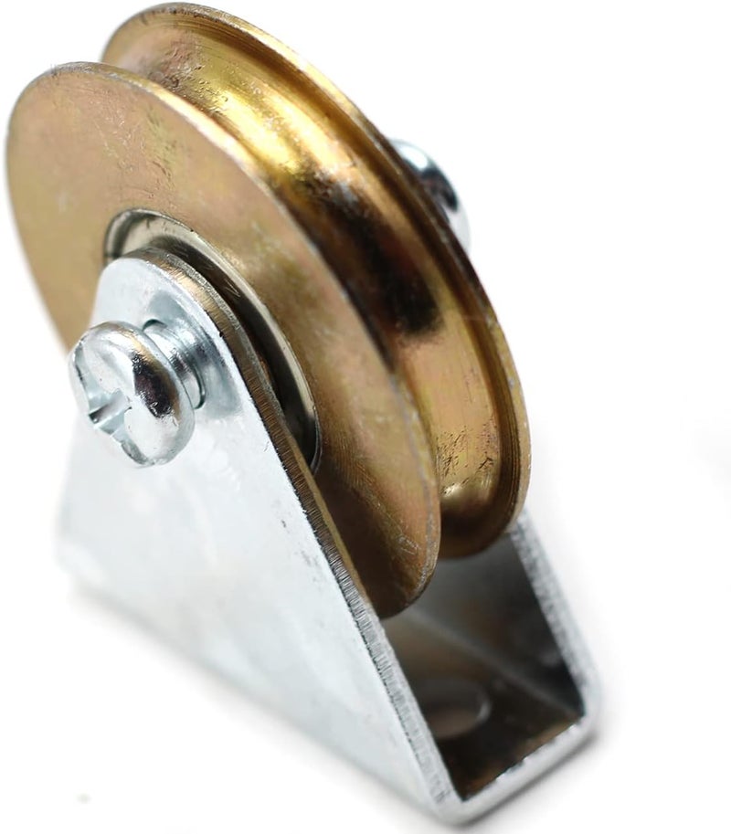 Chiloskit 1.5" Bearing Wheel Wire Rope Pulley Block Bearings Bearing Wire Rope Guide Wheel for Lifting with Triangular Bracket L Bracket, 300LB (Bracket/U) - Image 3