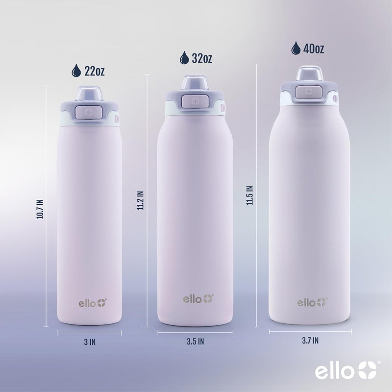 إلو زجاجة مياه من الفولاذ المقاوم للصدأ Ello Pop & fill بسعة 32 أونصة مزودة بتقنية التعبئة السريعة، ذات جدار مزدوج ومعزولة بالفراغ، وغطاء معدني مانع للتسرب، وغطاء قابل لإعادة الاستخدام، وخالية من مادة BPA، أورورا - Image 5