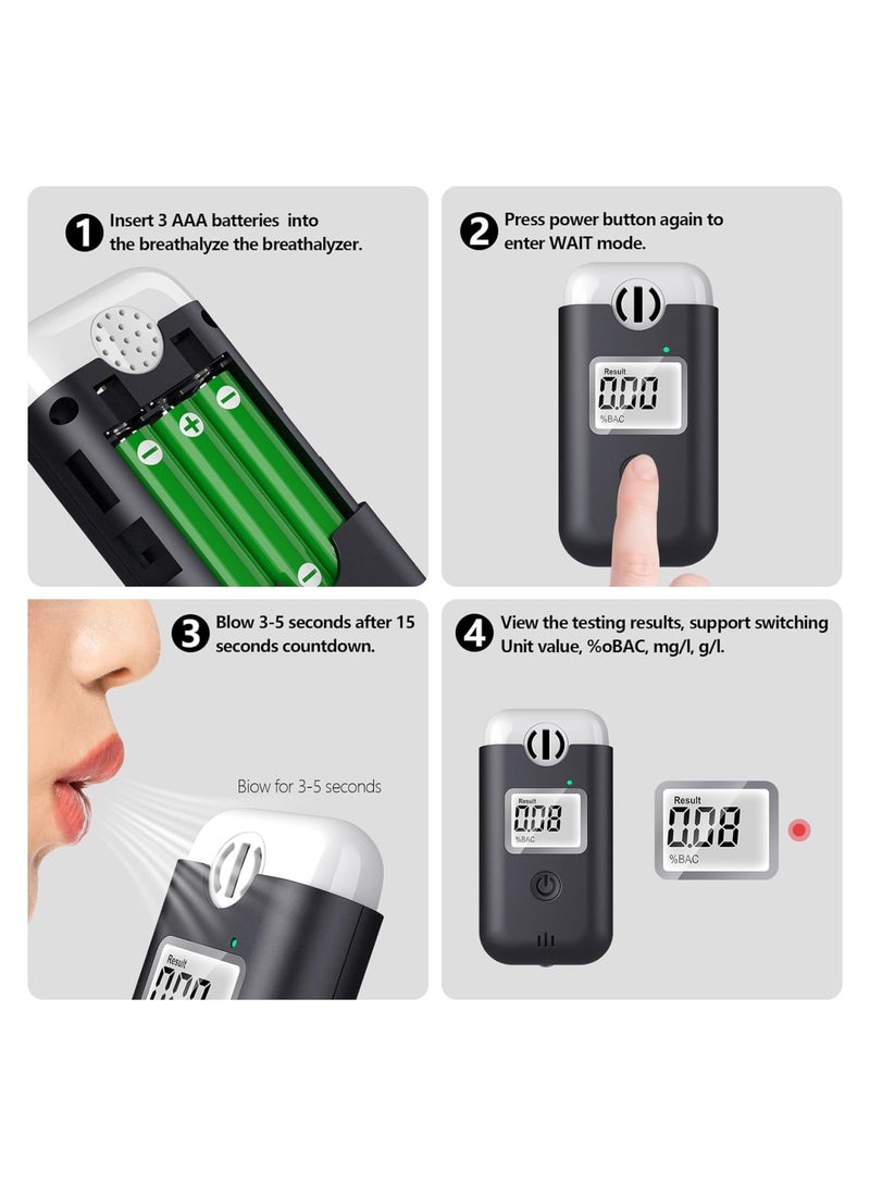 Zikra Portable Alcohol Tester Alcohol Breathalyzer, Digital Led Display Quick Response, Professional Accurate Detection Breath Analyzer Detector for Family, Personal, Driver - Image 3