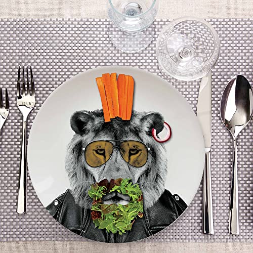 MUSTARD - Wild Dining Dinner Plate I Funny Dinner Plate I 100% Ceramic I 9-inch Plate I Funny Plate with Goofy Pet Print I Gift Idea for Students | Dishwasher Microwave and Food Safe (Lion) - Image 2