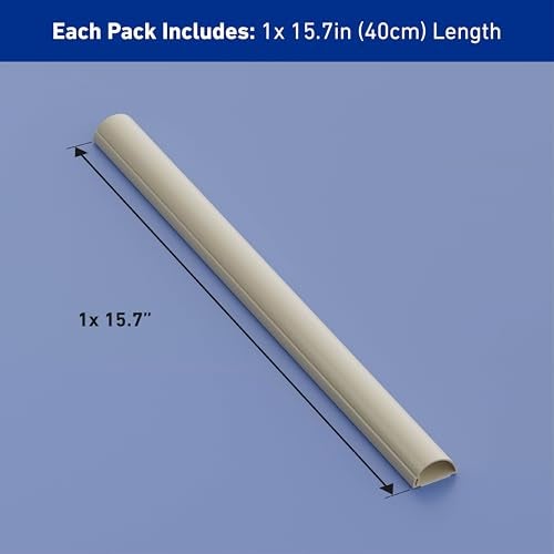 D-Line 15.7in TV Cord Hider, Patented Half Round Cable Cover, Hide Wall Mount TV Wires, Hinged One-Piece Cable Concealer, Adhesive, Decorative Raceway - 1.18in W x 0.59in H x 15.7in L - Beige - Image 4