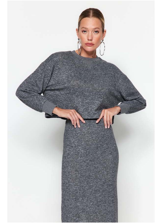 trendyol - Anthracite, Soft Fabric Knitted Top and Bottom Set TWOAW24AU00071 - Image 1