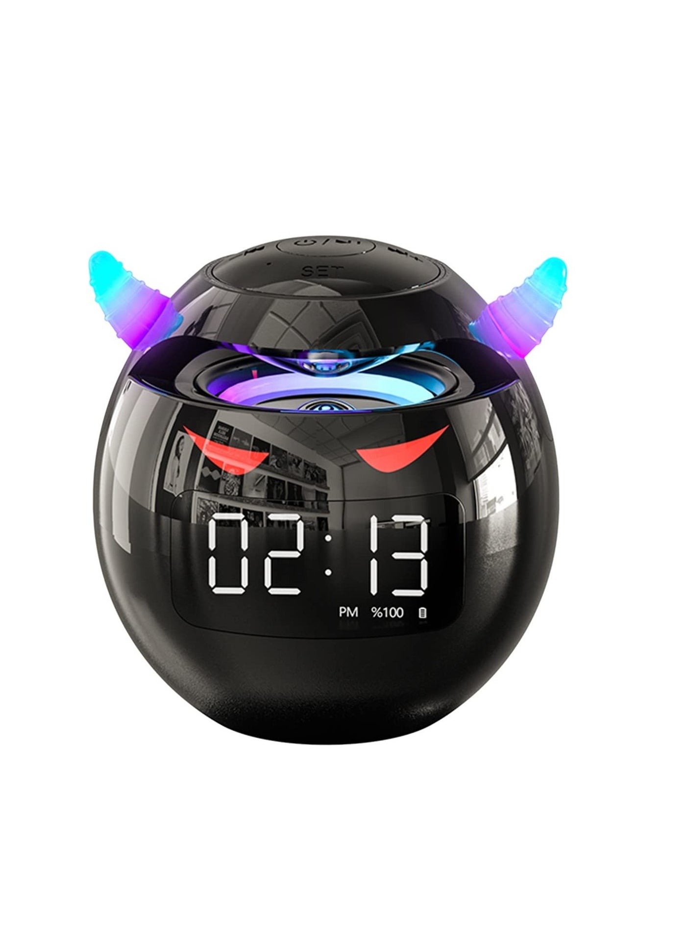 Wireless Bluetooth Speaker, KASTWAVE Led Flash Portable Outdoor Bedside Kids Room Alarm Clock Subwoofer Music Tf Player with Microphone Hands-Free Call (Black)