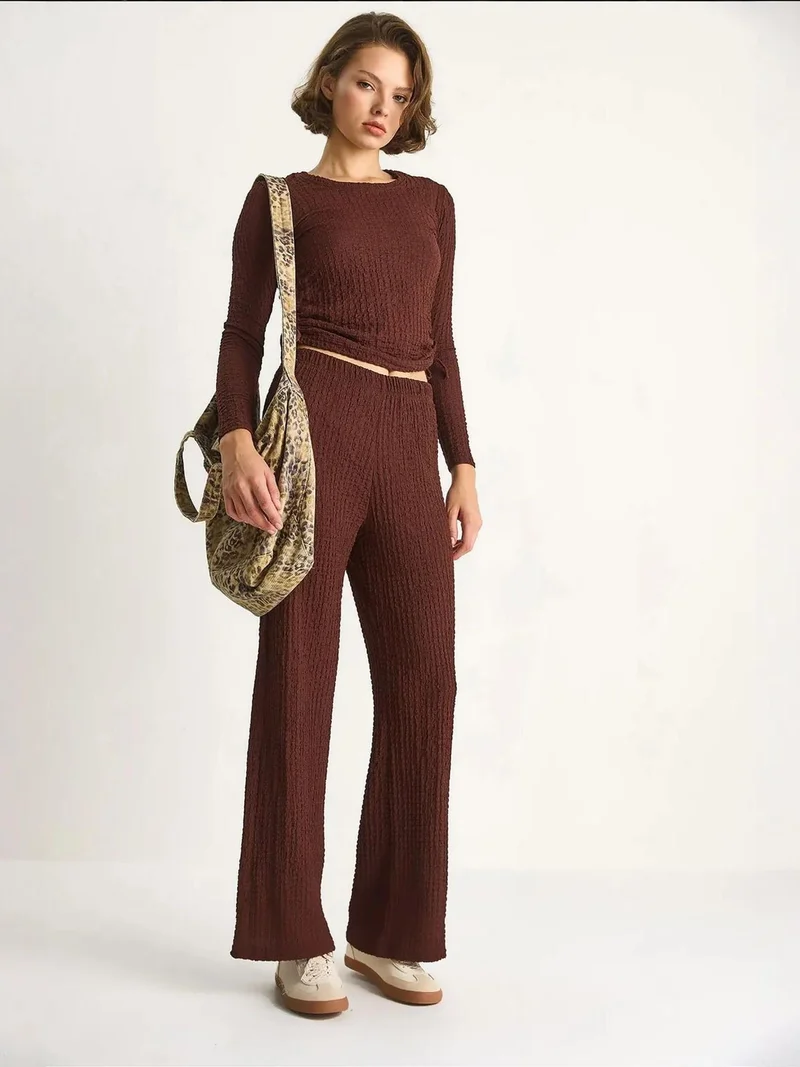 LUCCI Fitted Two-Piece Coord Set with Flared Pants