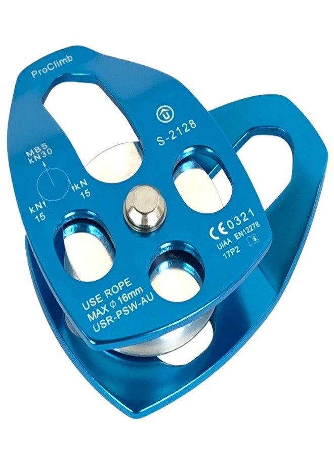 ProClimb 30kN Large Aluminum Rope Swivel Pulley - Single/Double Sheave, CE/UIAA Certified -Aluminum Pulley/Rope Pulley/Climbing Pulley- Aluminum Hardware - Image 4