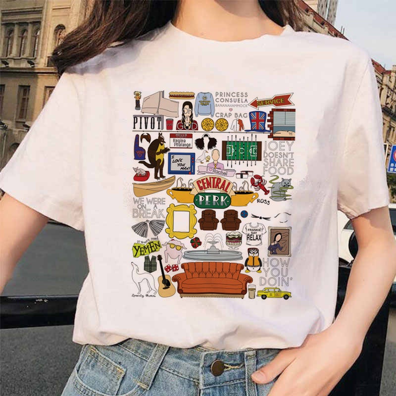 Friends Tv American Tv Series Friends Short-Sleeved Men'S And Women'S Couple White T-Shirt - Image 1
