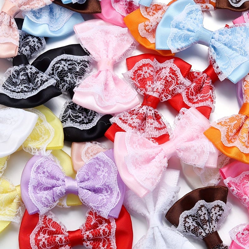 20 Orange Polyester Bow Hair Ribbons with Lace Trim Waist Wrap for Women Party Decorations - Image 2