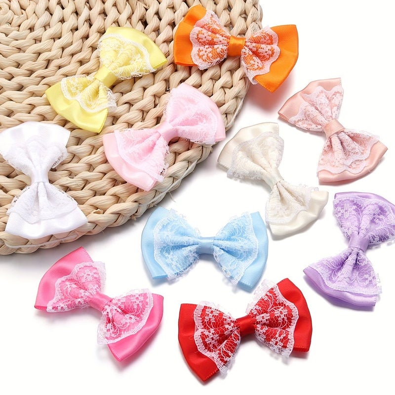 20 Orange Polyester Bow Hair Ribbons with Lace Trim Waist Wrap for Women Party Decorations - Image 3