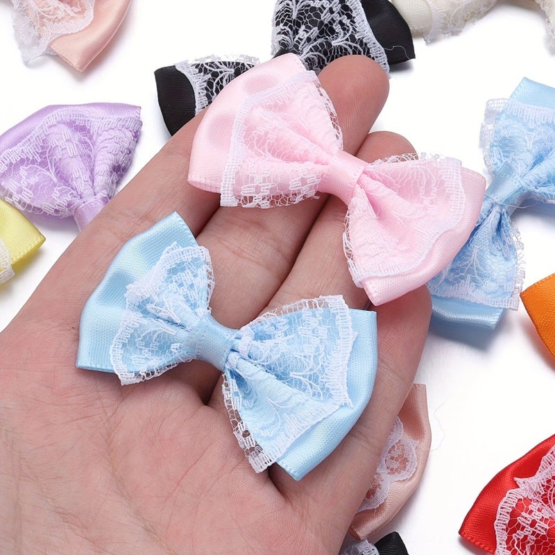 20 Orange Polyester Bow Hair Ribbons with Lace Trim Waist Wrap for Women Party Decorations - Image 5