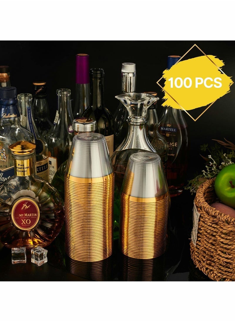 Excefore Gold Rimmed Glitter Cups 9 Oz, Gold Glitter Cups, Gold Plastic Cups For Wedding Reception With Rim , Gold Disposable Cups, Gold Rimmed Plastic Cups, Plastic Cups Disposable, Gold Cups 25Pcs  - Image 3