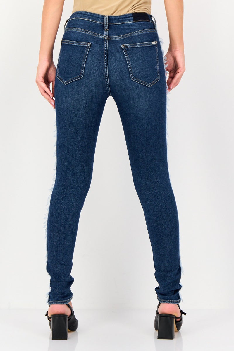 Reiko Women Skinny Fit Mid Rise Washed Stretchable Jeans, Blue - Image 2