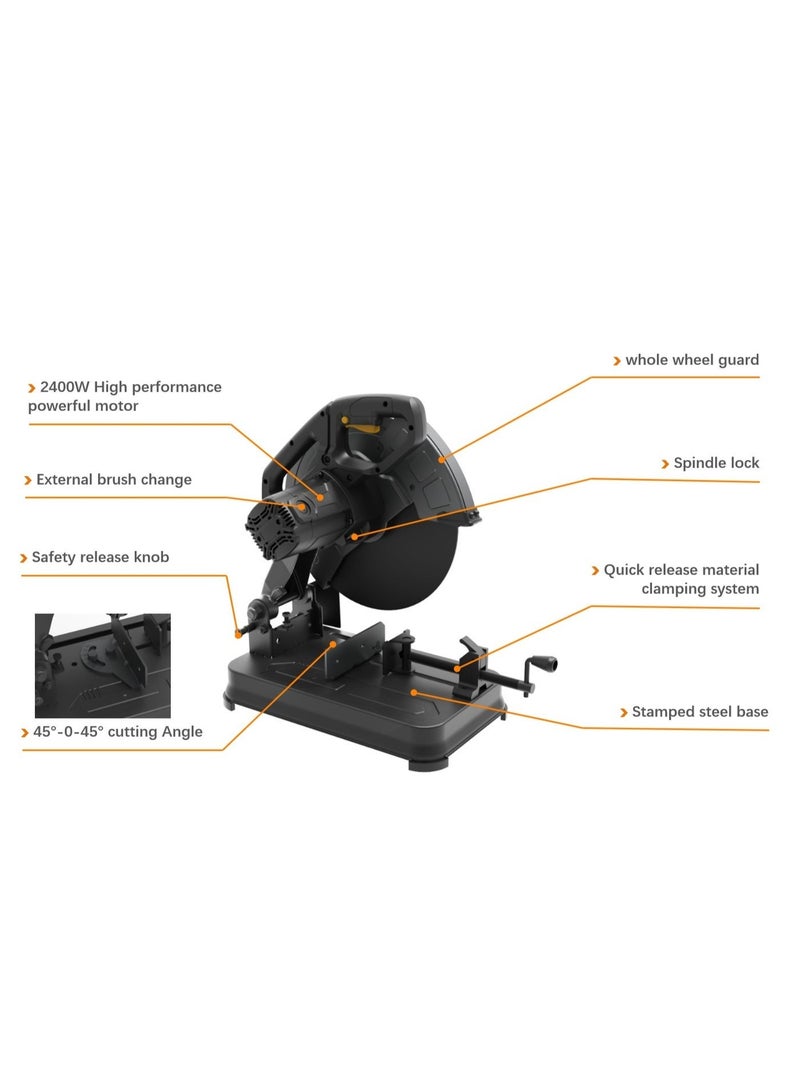 CATERPILLAR CAT 14" 355mm Heavy-Duty Metal Cut-Off Saw, 2400W High Power | Industrial Steel Cutting Machine | Model DX5180 - Image 5