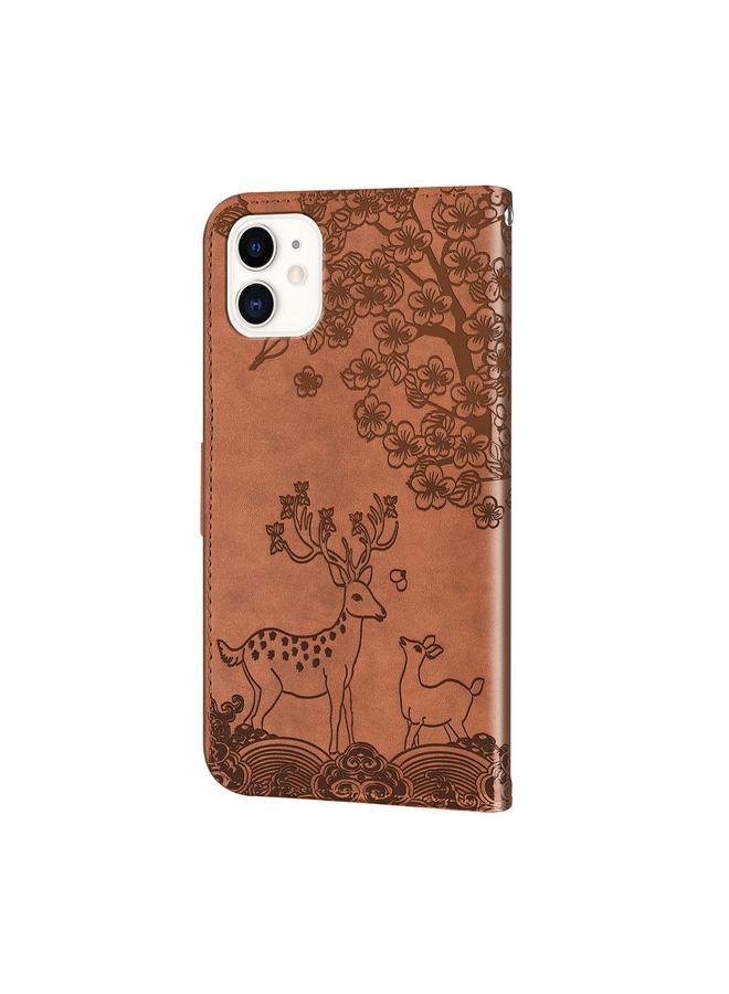 Zaboon Case For iPhone 11 Sika Deer Embossing Pattern Horizontal Flip PU Leather Case with Holder & Card Slot & Wallet & Photo Frame - Image 3