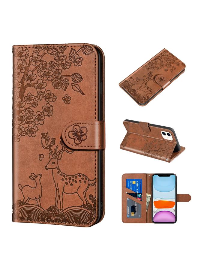 Zaboon Case For iPhone 11 Sika Deer Embossing Pattern Horizontal Flip PU Leather Case with Holder & Card Slot & Wallet & Photo Frame - Image 1