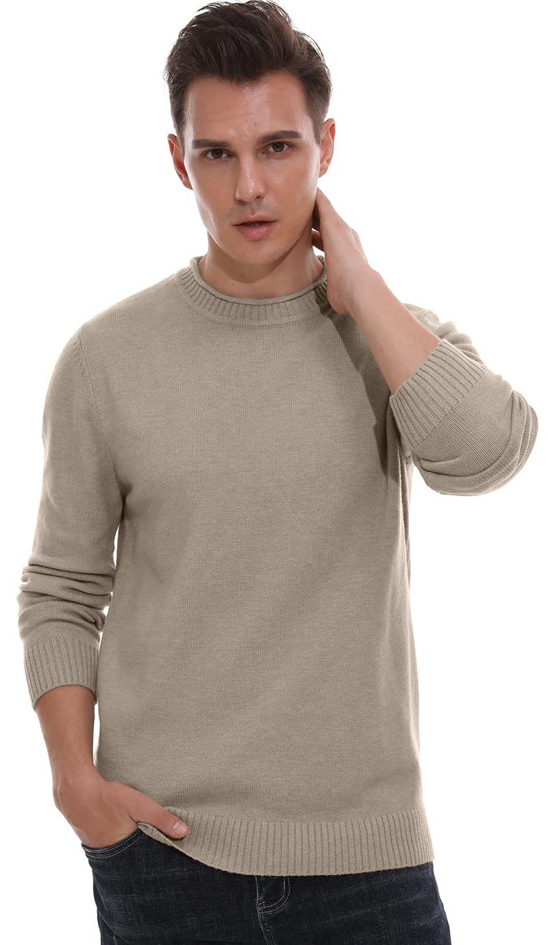 Sailwind Men's Crewneck Sweater Soft Casual Sweaters for Men Classic Pullover Sweaters Khaki - Image 5