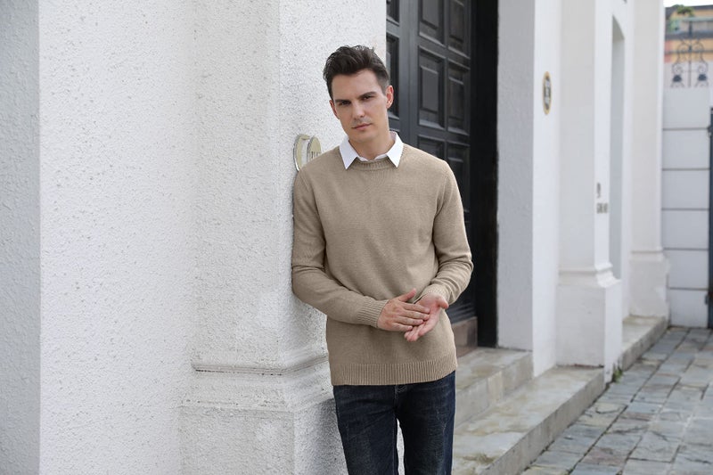 Sailwind Men's Crewneck Sweater Soft Casual Sweaters for Men Classic Pullover Sweaters Khaki - Image 3