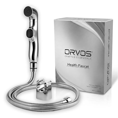 Orvos Health Faucet, Swivel, ABS Outer Body with Brass Pin Inside, Chrome Color, with 1 to 1.2 Meter Extendable SS 304 Shower Hose and Wall Hook, 360 Degree Rotatable Top - Image 1