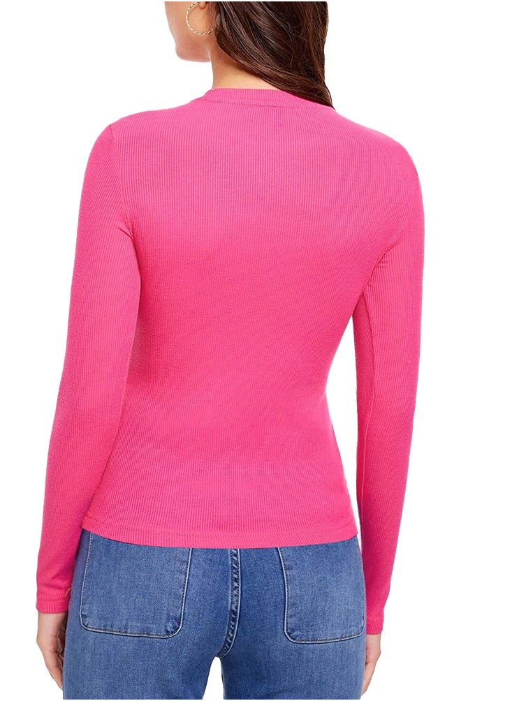Nileton - Ribbed Top Crew Neck Long Sleeve – Basic T- Shirt For Women - Image 1