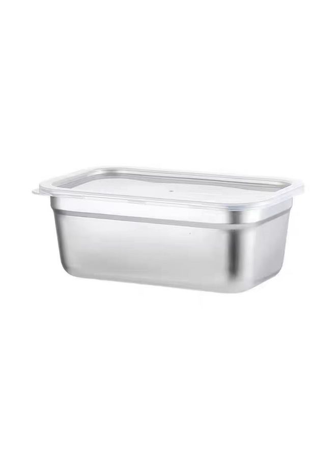 Stainless Steel Fresh-keeping Box With Lid Refrigerator Storage Box Square Lunch Box Chafing Dish Basin Outdoor Sub-packing Lunch Box-Specifications:（1/4）260*160*65-Color:European Style Crisper Box (rolled Edges Will Not Cut Your Hands)  - Image 5
