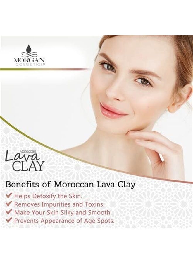 Morgan Cosmetics Moroccan Red Clay Powder – Red Clay Mask for Face – Organic Clay Powder Mask – Clay Mask for Acne, Silky Smooth Skin - 4 Oz Moroccan Powder (100 Grams)