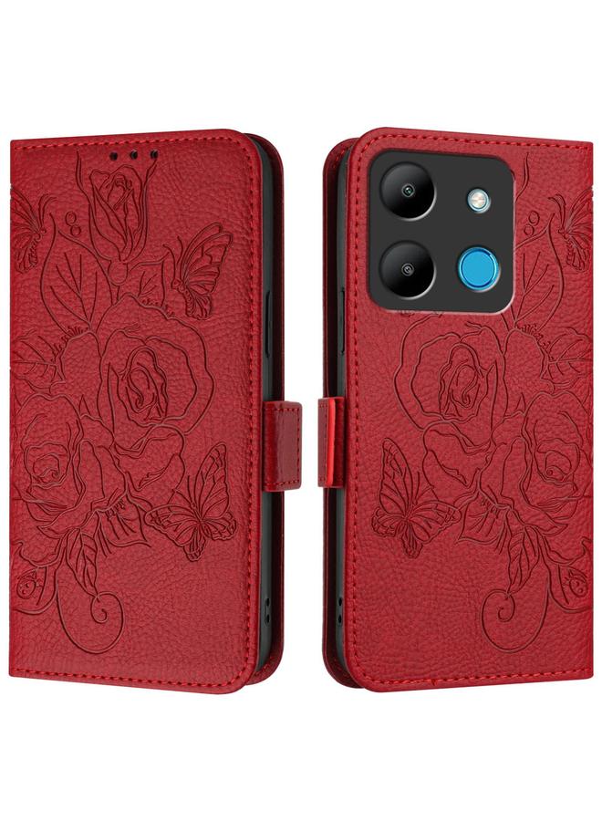 زبون جراب لهاتف Infinix Smart 7 HD / 7 Indian / 7 Plus من الجلد المنقوش باللون الوردي RFID ومضاد للسرقة - Image 2