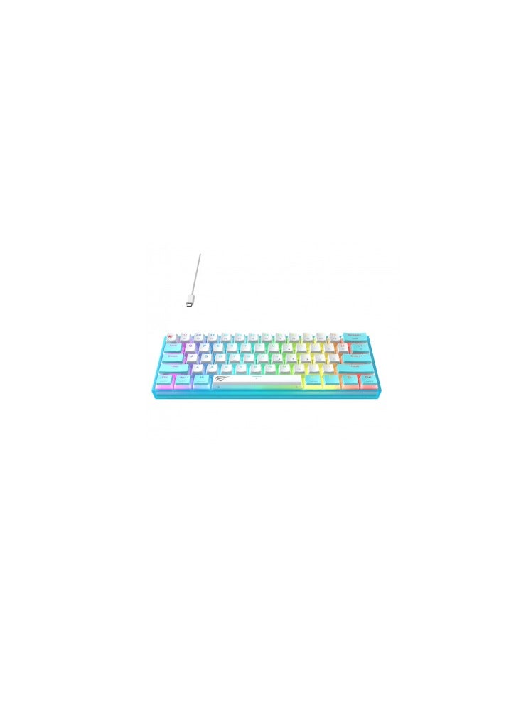 هافيت لوحة مفاتيح الألعاب USB-C Rgb Membrane أزرق/أبيض Kb877L - Image 3