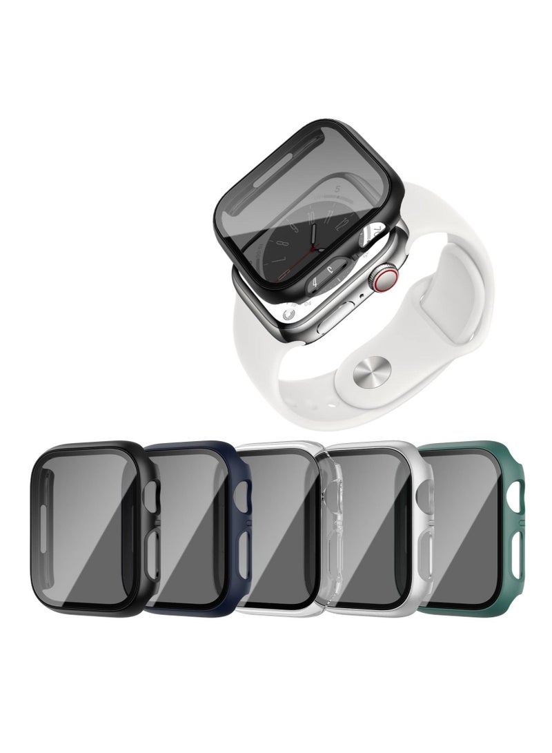 Y&D 5Pcs Privacy Screen Protector Compatible for Watch Series 7/8 45mm,(Not Glass)Anti Spy Private Tempered Glass Film PC Hard Bumper Ultra-Thin Protective Face Cover Accessories  - Image 1