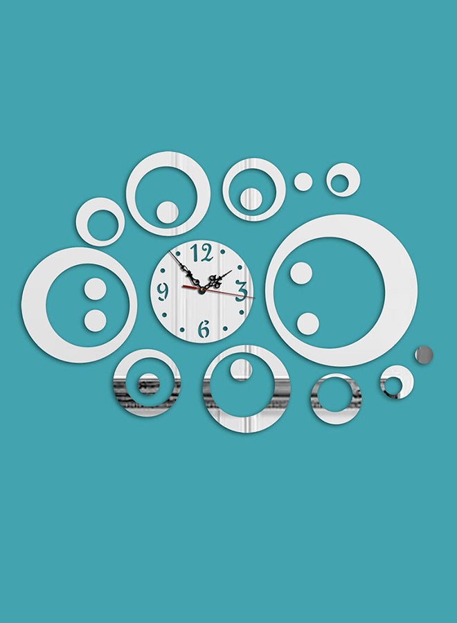 Creative Round Mirror Wall Clock With Sticker Black/Silver 34x30x19.1centimeter - Image 2