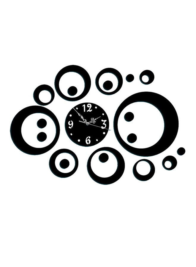 Creative Round Mirror Wall Clock With Sticker Black/Silver 34x30x19.1centimeter - Image 1