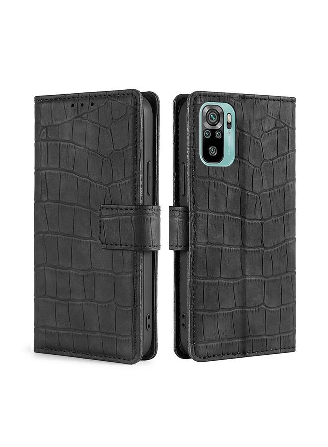 erorex Case For Xiaomi Poco M5s 4G/Redmi Note 11 SE India Skin Feel Crocodile Magnetic Clasp Leather Phone Case - Image 1