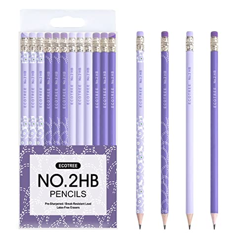 ECOTREE Pencils #2 Pre-Sharpened Pencils for Kids Number 2 Pencil with Erasers for School, Writing, 12 Count - Image 1