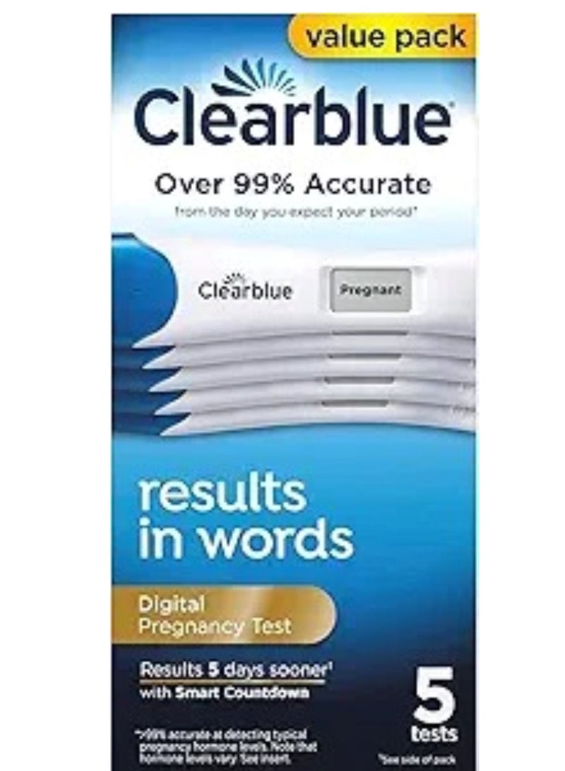 Clearblue Digital Pregnancy Test With Smart Countdown, 5 Count - Image 1