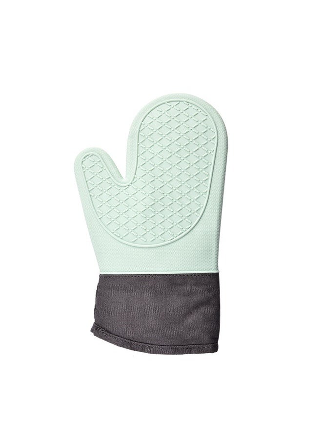 yongsheng Oven Gloves green/Black，Extra Long Silicone Oven Mitts, Heat and Slip Resistant Oven Mitts with Soft Cotton Lining Non-Slip Textured Grip, Long Flexible Thick Gloves for BBQ, Baking, Cooking  - Image 3
