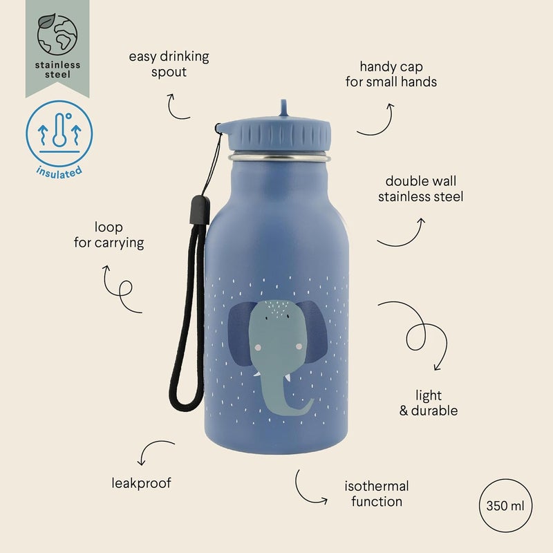 Trixie Insulated Drinking Bottle - Mrs. Elephant - 350ml Stainless Steel Water Bottle for Kids - Blue - Image 5